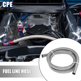 X AUTOHAUX Car Stainless Steel Braided Mesh Hose 3.3ft 3/8" AN6 Fuel Hose Line