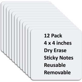 SVNOOC Multiple Use Removable Labels, Dry Wipe Labels Stickers, White, Non-Printable, Blank Labels, Reusable Sticky Notes (10 x 10cn, White, Pack of 12)