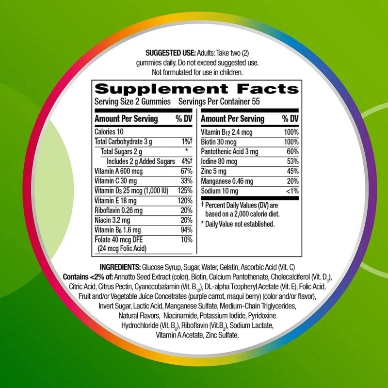 Multivitaminico Centrum Adultos Vitaminas 180 Gomitas Furtas Sabor Frutas