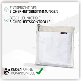 nex|trip Set of 2 Transparent Toiletry Bags for Liquids, Hand Luggage, Cosmetic Bag Transparent for Aeroplane, Travel Set, Cosmetic Bag, Cream - Set of 2