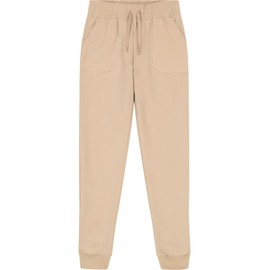 IZOD Girls School Uniform Jogger Pants, Elastic Waistband With Drawstring Closure, Stretch Performance Fabric Casual, Khaki, 8-10 US