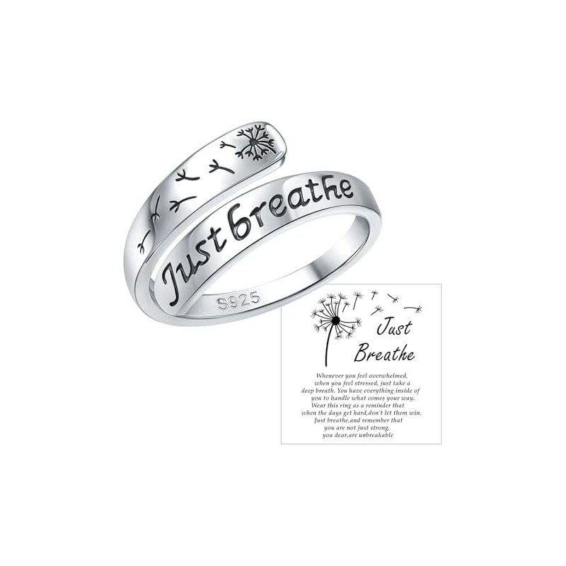 Anillo de plata de ley 925 con texto en inglés