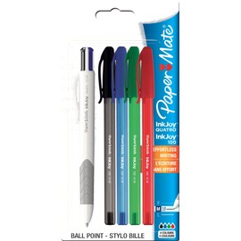 Paper Mate InkJoy 100 Cap + Quatro Pen Medium Tip - Assorted Standard Colours (Pack of 5)