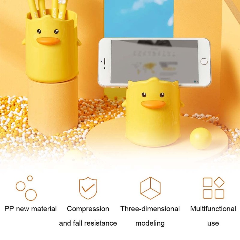 Pen Holder Cute Little Yellow Duck Pencil Holder Multifunction Pen