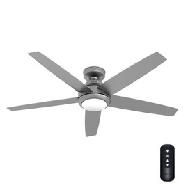 Hunter Fan 52 Inch Casual Matte Silver Finish Indoor Ceiling Fan With LED Light Kit and Remote Control (Renewed)