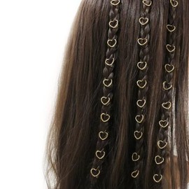 LEILEIXI 100PCS Hair Braid Rings Clips Gold Star and Gold Love Shape Hair Jewelry Ring for Braids Locs Hair Cute Braid Accessories