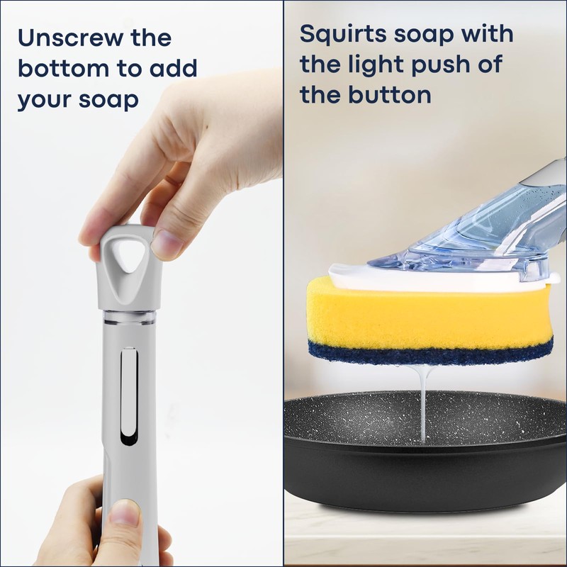 Dish Brush with Soap Dispenser Storage Set with 2 PCS