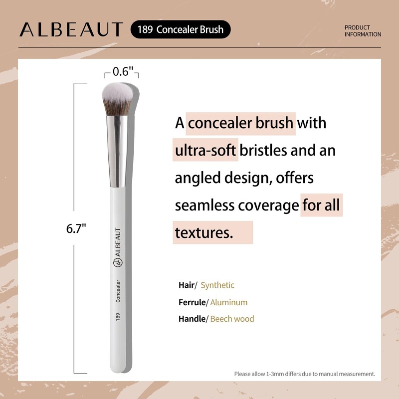 Albeaut Concealer Brush, Angled Brightening Concealer Makeup Brush Under Eye