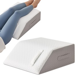 MEGCXIT Leg Elevation Pillow for After Surgery, Leg Pillow Elevation Blood Circulation, Memory Foam Leg Wedge for Elevation for Swelling, Foot Elevation Pillow Post Surgery 24×22×8 Inch White/Grey