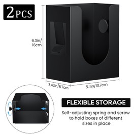 THYGIFTREE Magnetic Glove Box Holder 2 Pack, Wall Mount Metal Rubber Disposable Latex Gloves Tissue Dispenser for Tool Box Garage Workshop Kitchen, Black