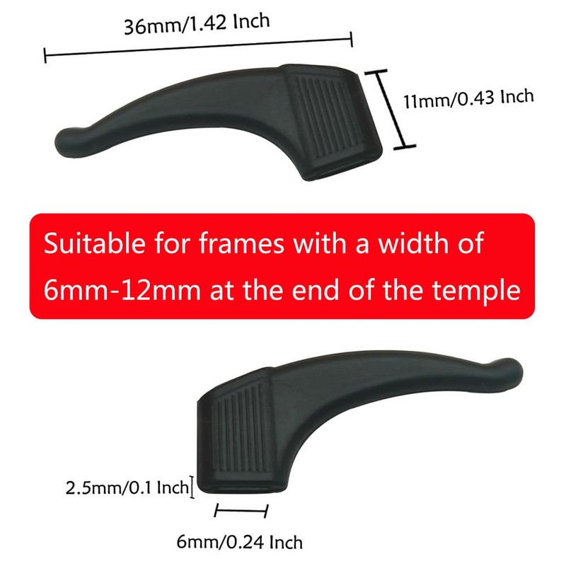 YINGFENG 16 Pairs Black Glasses Ear Grip, Comfortable Silicone Elastic