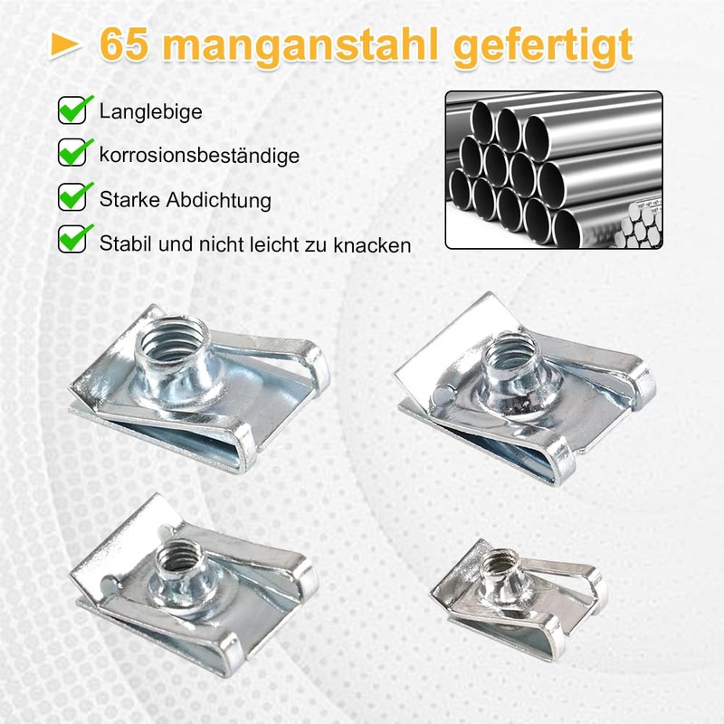 Sheet Metal Nuts, 120 Pieces M4 M5 M6 M8 Snap