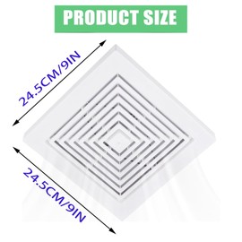 Bathroom Exhaust Fan Cover with Spring, 9x9In Ceiling Fan Grille, Plastic Wall Mounted Vent Fan Covers Replacement, Square Laminar Air Flow Conditioning Grilles Diffusers Ventilation Hood Air Diverter