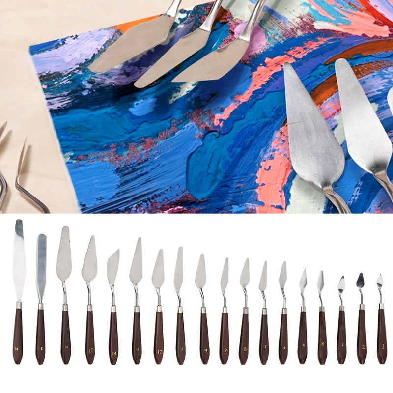 18Pcs Paint Scraper Knife Exquisite Plastic Handle Oil Painting Tool
