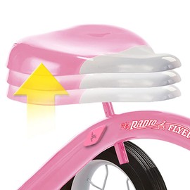 Radio Flyer Classic Style Steel Framed Dual Deck Kids Tricycle Ride with 12 Inch Spoked Front Wheel, Handlebar Bell, and Streamers, Pink