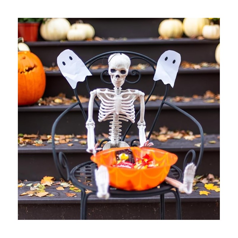 Halloween Skeletons Decorations, 10 Pack 16" Plastic Posable Skeleton, Small