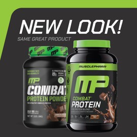 Muscle Pharm Combat Protein Powder, Chocolate Milk Flavor, Fuels Muscles for Productive Workouts, 5 Protein Sources Including Whey Protein Isolate & Egg Albumin, Gluten Free, 2 lb, 24 Servings