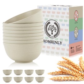 Homienly Cereal Bowl Set of 8, Wheat Straw Bowls,Deep Bowls for Kitchen Unbreakable Lightweight Bowls Set (Beige, 26 OZ)