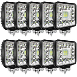 LED Tractor Work Lights, 4 Inch 120W 10000lm LED Pod Lights 12V 24V Cube Off Road Light Square for Service Tow Truck ATV UTV RV RZR Boat Pickup Golf Cart Snow Blower Zero Turn Lawn Mower, 10Pack