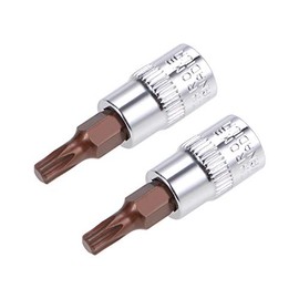 uxcell 2pcs 1/4" Drive x T20 Torx Bit Socket, S2 Steel Bits CR-V Sockets 38mm Length Use with Ratchet Wrench, Slide Bar, Extension Rod