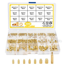 Threaded Insert and Soldering Iron Melting Aid Set, with 300 Insertion Nuts Knurled Nut and 8 Pieces Soldering Tips, Soldering Iron Tips for Thread Inserts M2 (M2.5) / M3 / M4 / M5 / M6 / M8