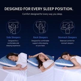 Dreamara Side Sleeper Pillow, Cooling Crescent Memory Foam Queen Pillow 1PK