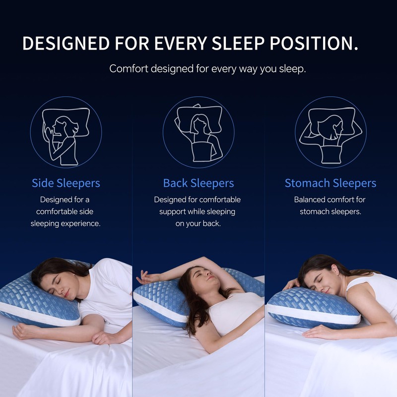 Dreamara Side Sleeper Pillow, Cooling Crescent Memory Foam Queen Pillow