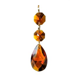 Teardrop Pendants Candle Chandelier Crystal Prisms Pendants Glass Pendants Beads, Pack of 20 (Dark Amber)
