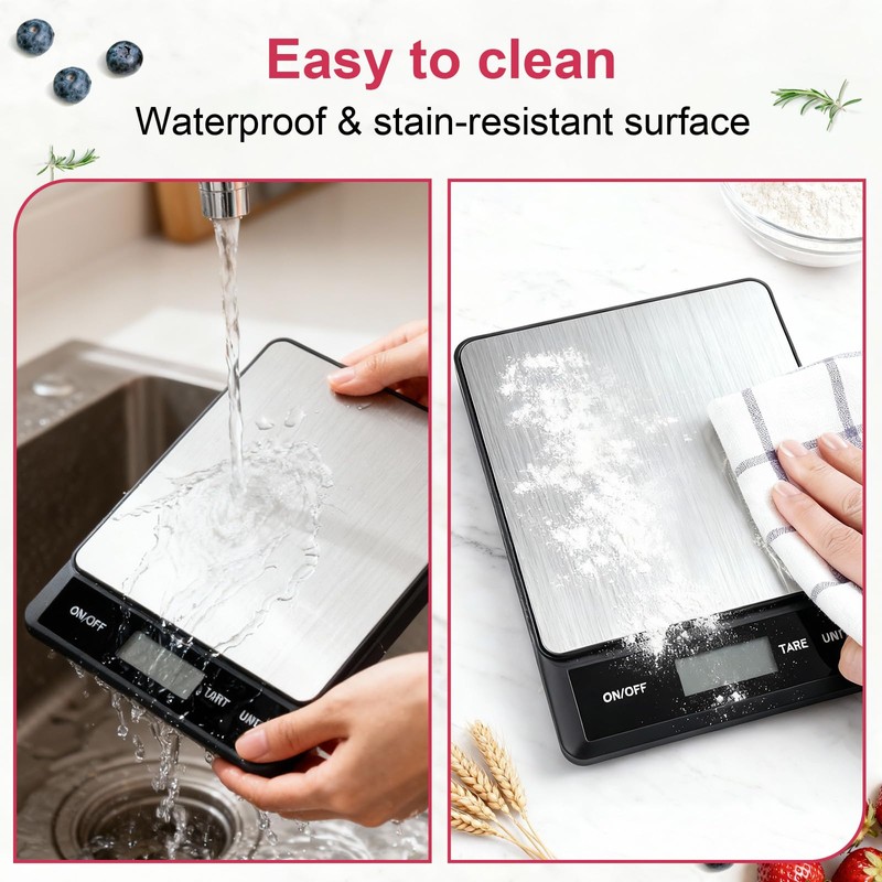 Alyvisun Digital Kitchen Scales, 5kg-1g Electronic Cooking Scales with 6