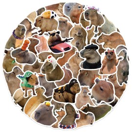 50PCS Capybara Stickers, Funny Capybara Water Bottle Stickers for Kids, Adults, Cute Animals Sticker for Water Bottles, Laptop, Skateboard, Book, Scrapbook