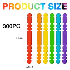 4.5 inch Rainbow Sawtooth Wood Craft Sticks Natural Wooden Popsicle Sticks Notched Hobby Craft Sticks for DIY Craft Project, Creative Designs (300pcs)