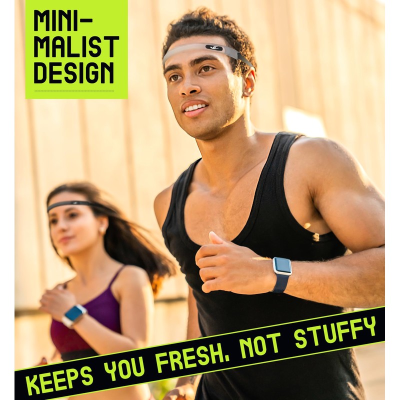 HiRui Sports Silicone Sweatband, Headband with Sweat-Guiding Channels Away from