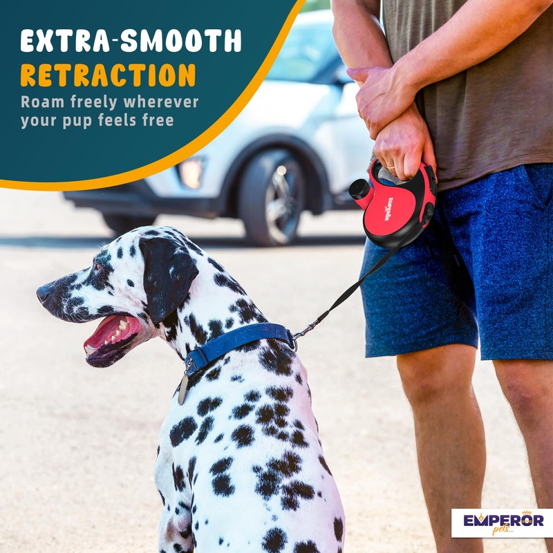 Emperor Pets 26 ft Retractable Dog Leash Red - Heavy