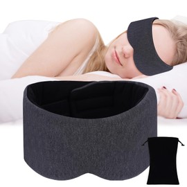 ACWOO Sleeping Mask, Eye Mask, Side Sleeper Sleeping Mask, Skin-Friendly, Breathable Eye Mask, Sleeping Masks with Adjustable Velcro Fastener for Night Sleep, Travel and Nap (Grey)
