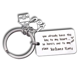 Housewarming Gifts for Women Men Him Her Our Home Keychain Moving in Together Gift for Girlfriend Boyfriend New Home Gifts for Wife Husband New Apartment Gifts for Him Her Couple Living Together Gift