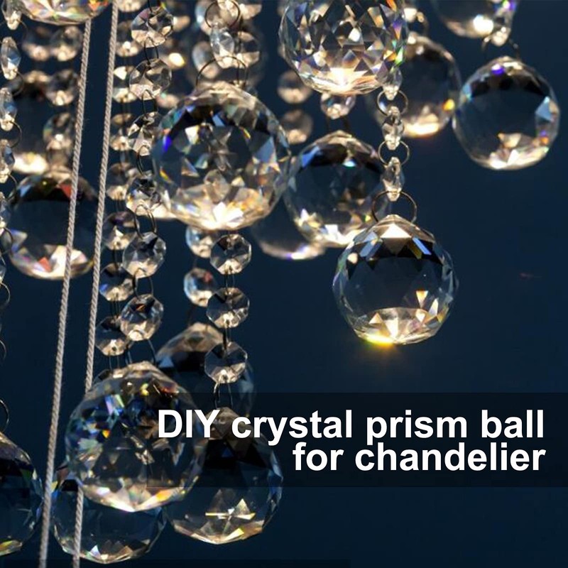 MerryNine 3 Pcs Crystal Suncatcher Prism Ball, Clear 1.6"/40mm Sun