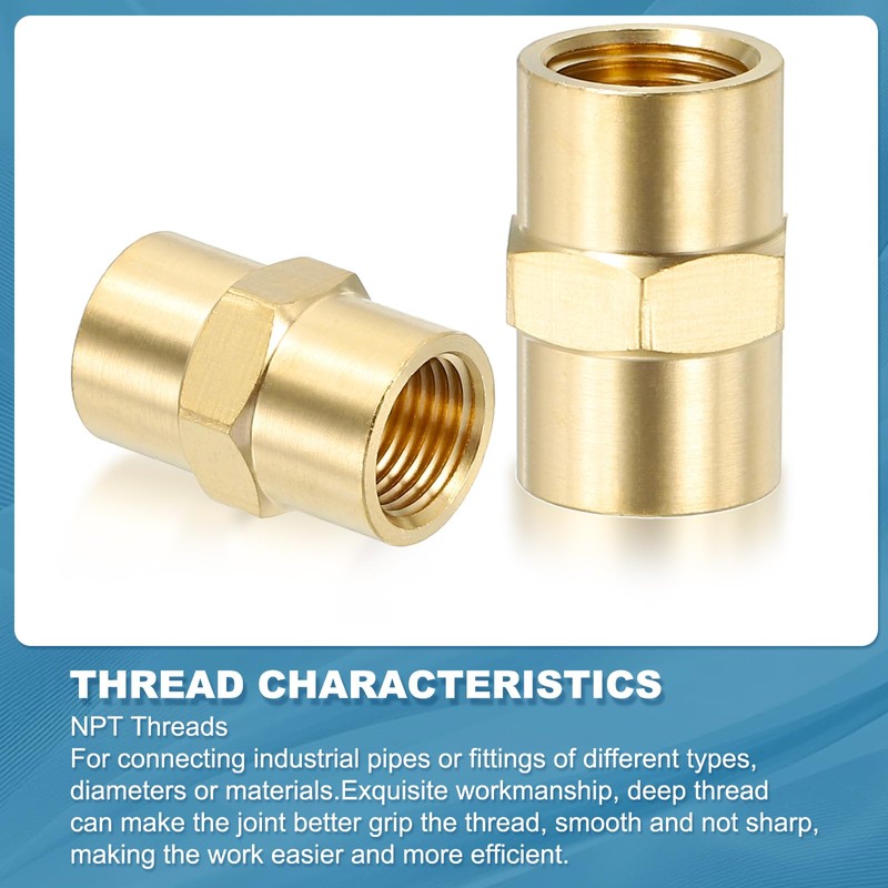 PATIKIL 1/8" x 1/8" Brass NPT Coupler, 6 Pack Female