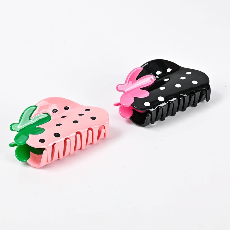 2Pcs Strawberry Hair Claw Clips - 3.5 Inch Cellulose Acetate
