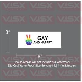 VISX Gay And Happy Sticker Bumper Funny JDM Slammed lbtqg queer prank support