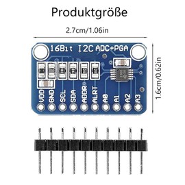 3 x ADS GERUI-1115 (16 Bit) analogue-digital converter ADC development board module, low power consumption (20uA), can be used on current detection and portable low-speed instruments