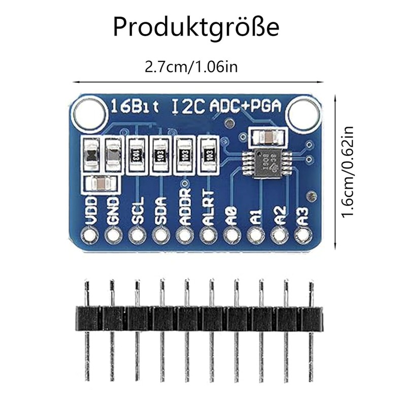 3 x ADS GERUI-1115 (16 Bit) analogue-digital converter ADC development
