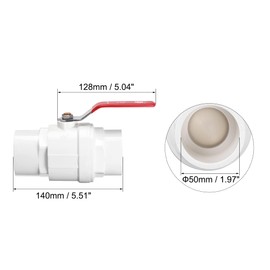 sourcing map Ball Valve, 50mm ID PVC Socket End Shut off Valve for Aquarium Setup, Sump Pump, Pool, Garden Sprinkler White Red