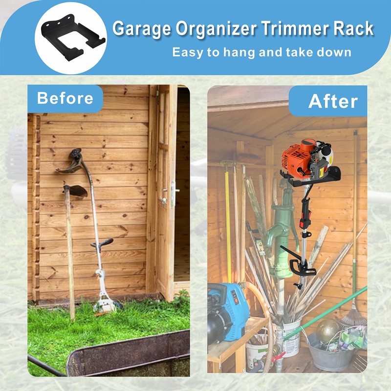 VANROUG Garage Organizer Trimmer Rack,Heavy Duty Weeder Eater Hanger Trimmer