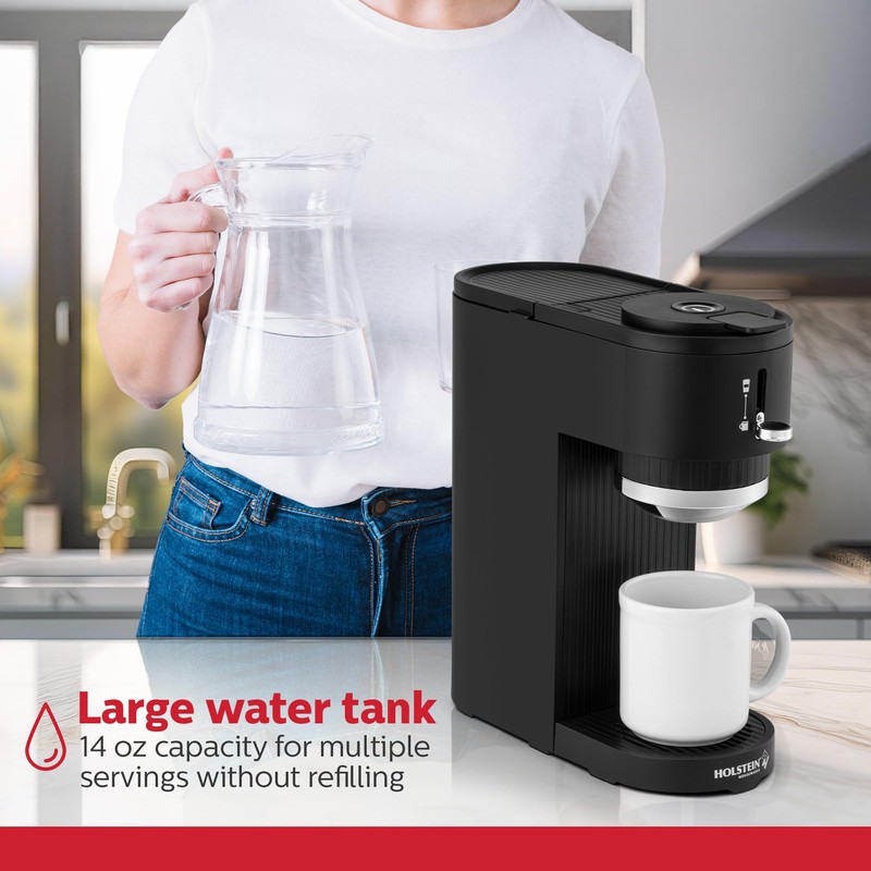 Holstein Housewares 2-in-1 Single Serve Coffee Maker, Dual Brew, Compatible