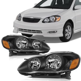 SCITOO Headlight Assembly Fit for Toyota Corolla 2003-2008 Pair Headlamps OE:8111002190