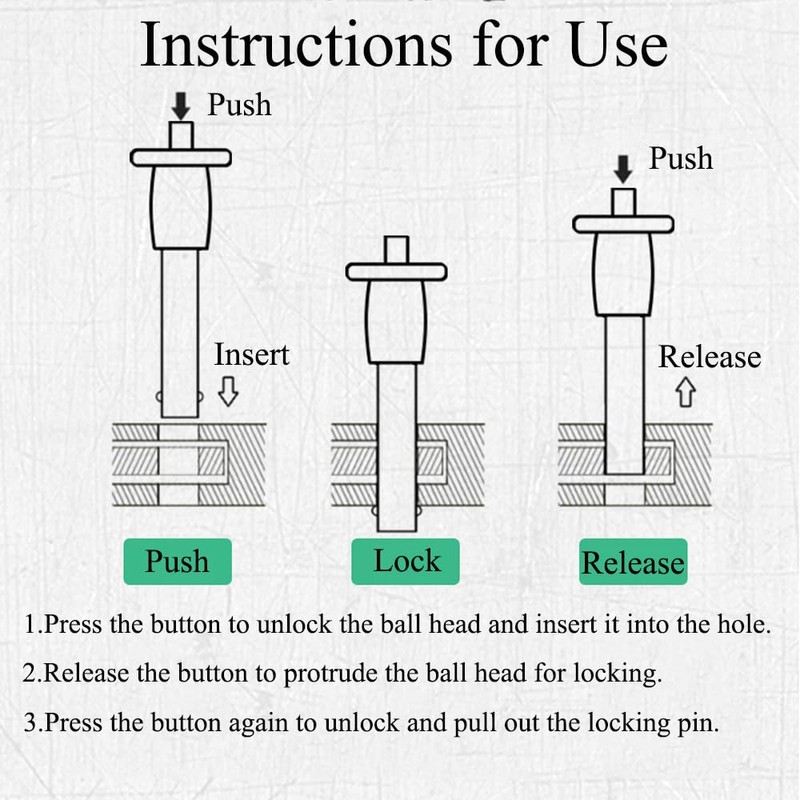 Φ8 x 15, Ball Locking Pins with Button Handle, Push