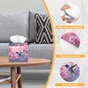 French Hummingbird Flower 2 Pcs Tissue Box Cover Square Leather