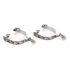 Zerodis Stainless Steel Horse Spurs, West Cowboy Horse Boot Spurs Decoration with Gear Spurs for Boots Riding Equipment for Riding Competition Entertainment