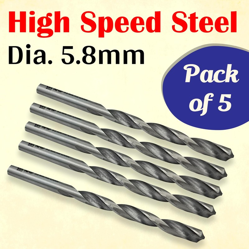 CUTHARD 5.8 mm, Pack of 5, HSS Jobber Drill, Straight