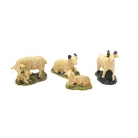 4 x Sheep Aries and Lambs Christmas Figurines 6cm Birth Scene Figures Animals Nativity Jesus 3 Kings Nativity Craft God Accessories for Models